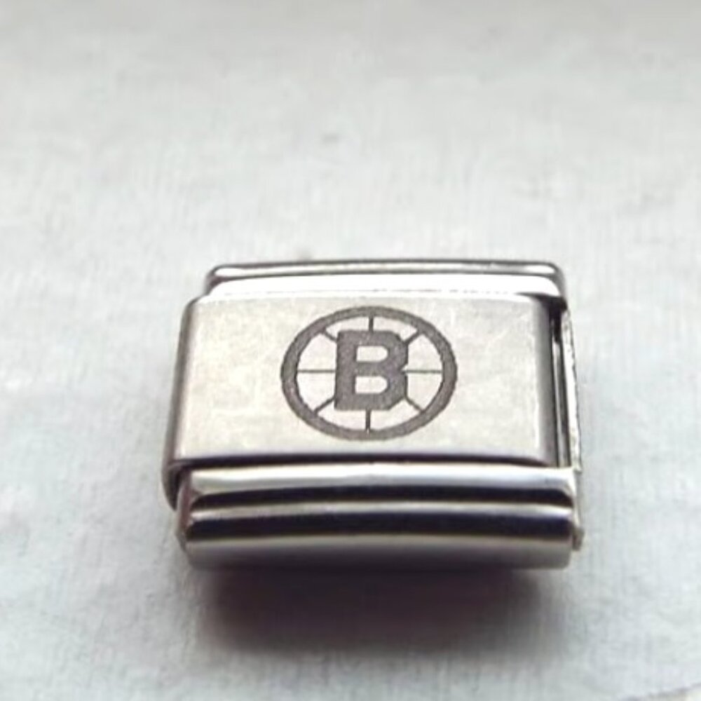 Baseball and a B laser 9mm stainless steel italian charm bracelet link new